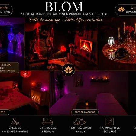 Apartamento Blōm Romantique, Privé&salle De Massage, Petit Dej Inclus Guesnain